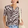 Shirt met gespleten hals met print