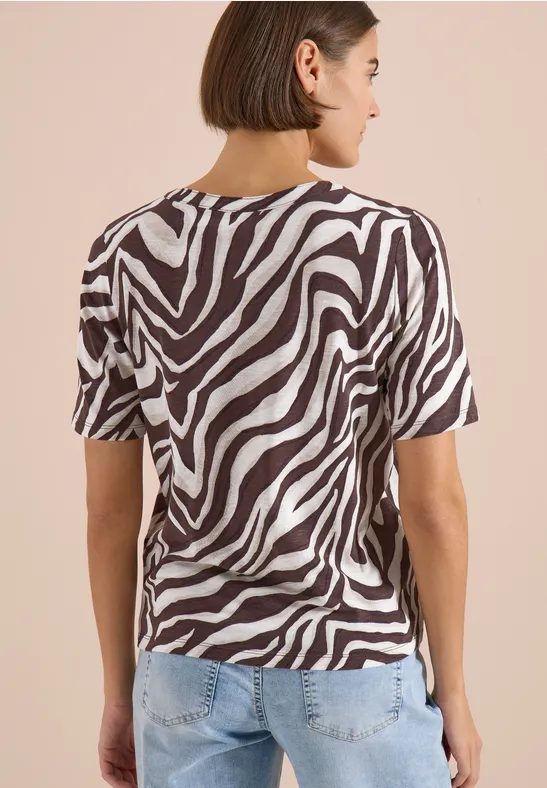 Shirt met gespleten hals met print - Afbeelding 3