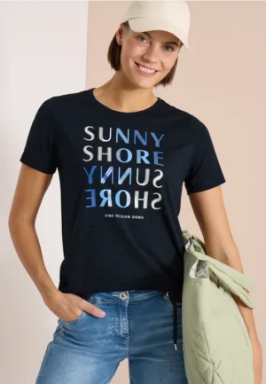 Shirt met korte mouwen en burn-out look