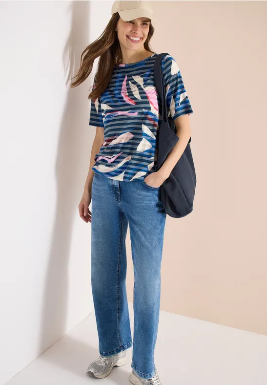 Shirt met korte mouwen en burn-out strepen