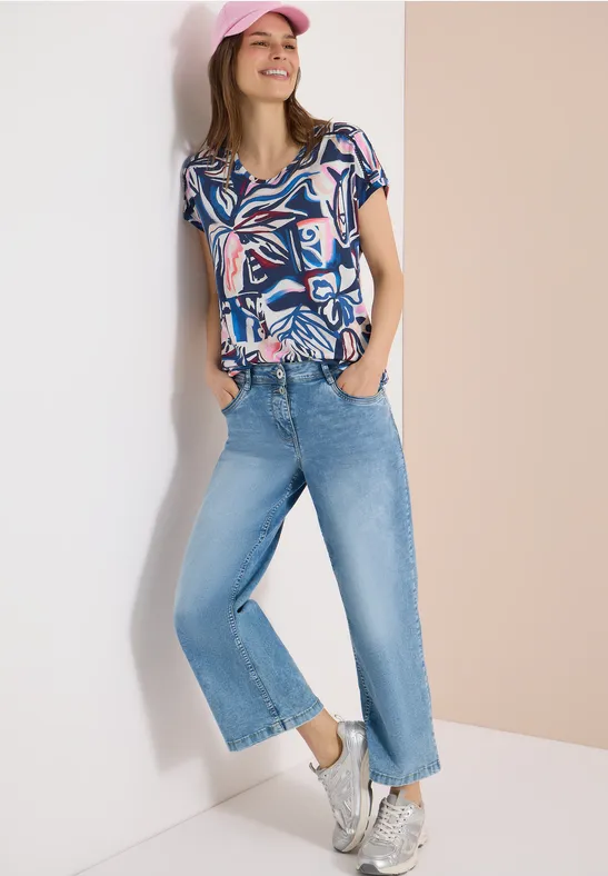 Shirt met korte mouwen en kanten detail