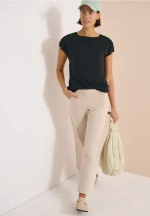 Shirt met korte mouwen en rimpels