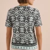 Shirt met korte mouwen, gespleten hals en print - Afbeelding 3