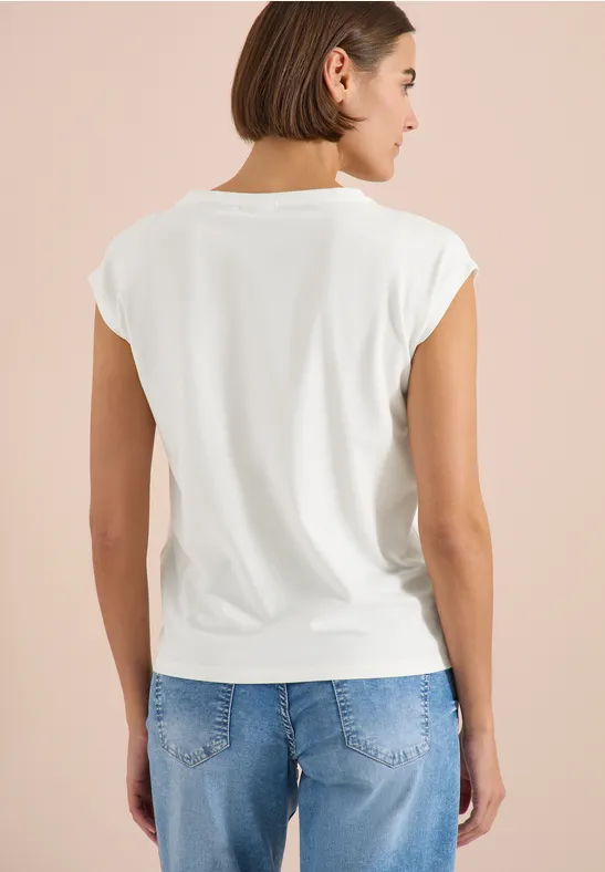 Shirt met overhangende schouder en knoopdetail - Afbeelding 3