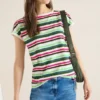 Shirt met ronde hals en rimpels