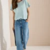 Shirt met ronde hals en structuur