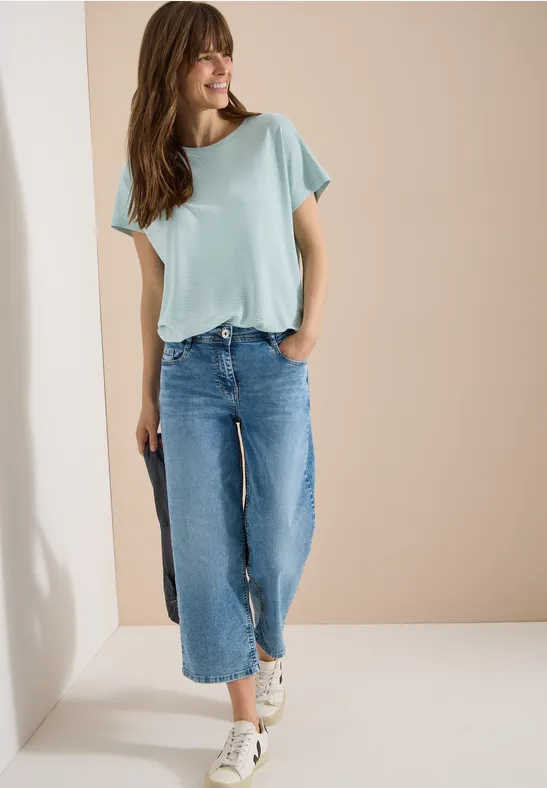 Shirt met ronde hals en structuur