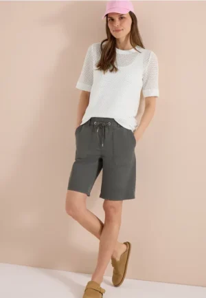 Shirt met ronde hals in ajour look