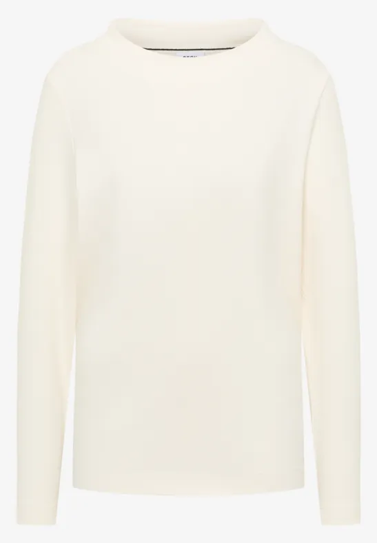 Shirt met trechtervormige hals in effen kleur - Afbeelding 2