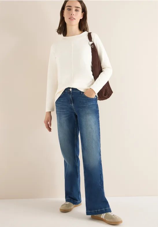 Shirt met trechtervormige hals in effen kleur
