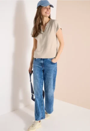 Shirt met tuniek en split aan de hals