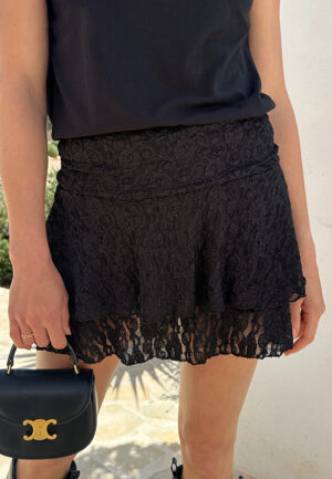 Smocked Ruffle Skort Zwart