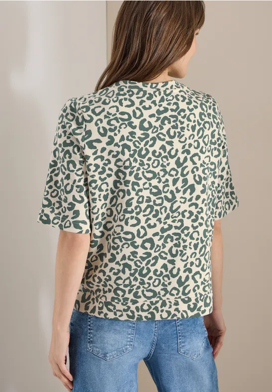 Sweater met korte mouwen en leoprint - Afbeelding 3