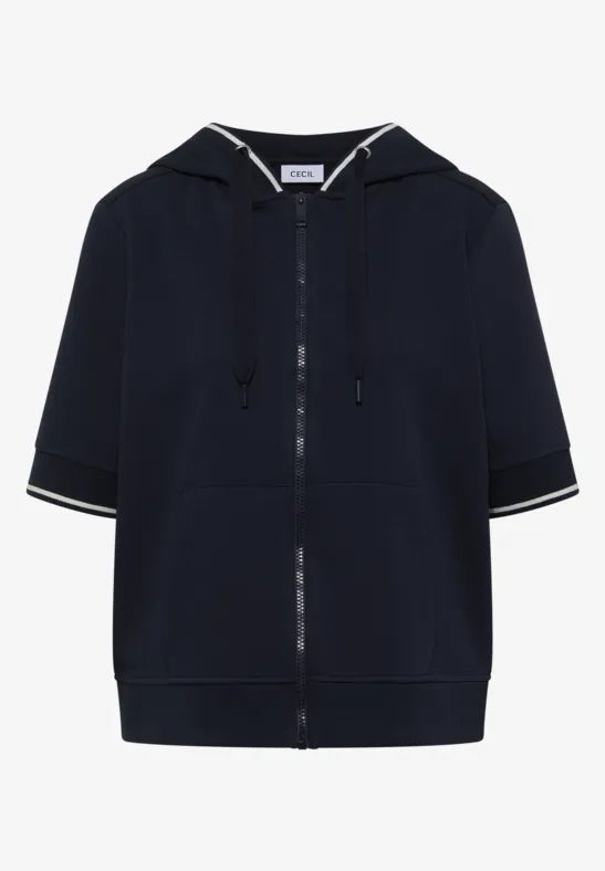 Sweaterjack met korte mouwen en capuchon - Afbeelding 2