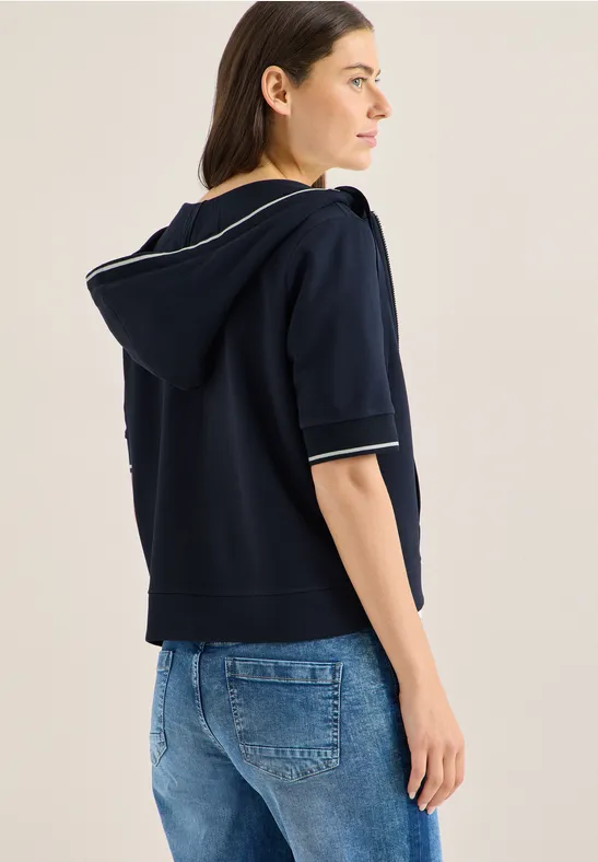 Sweaterjack met korte mouwen en capuchon - Afbeelding 3