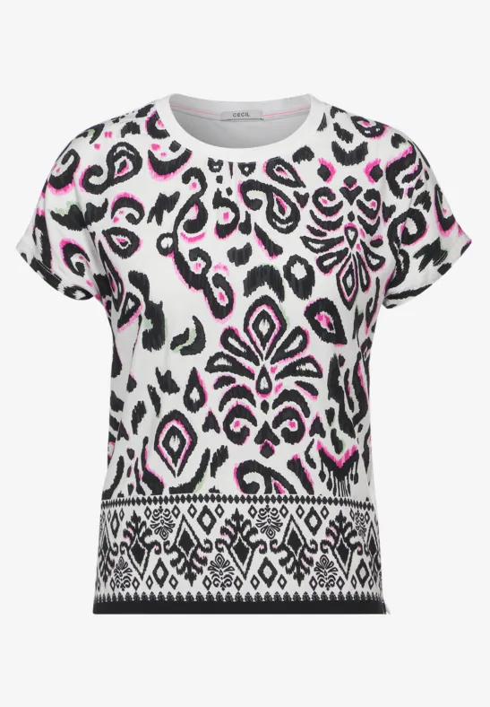 T-shirt in materiaalmix - Afbeelding 2