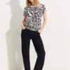 T-shirt in materiaalmix