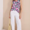 Top met gespleten hals en print