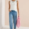 Top met ronde hals en contrasterende details