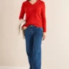 Trui met bouclé V-hals