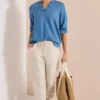 Tuniek met 3/4 mouwen in denimlook