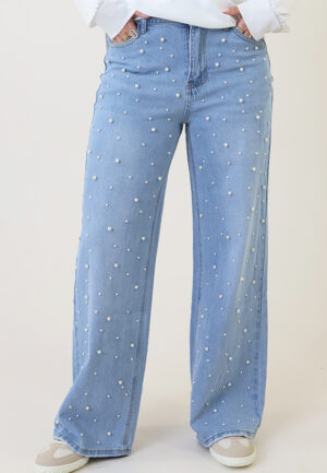 Alternative view of Wide Leg Jeans Pearls Light Blue