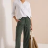 Wide Legs broek in seersucker kwaliteit