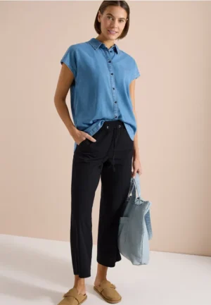 Wide Legs broek in seersucker kwaliteit