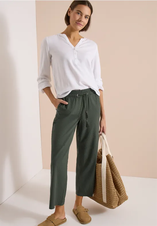 Wide Legs broek in seersucker kwaliteit