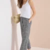 Wide Legs broek in seersucker stof -