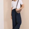 Wide Legs broek met crêpe structuur