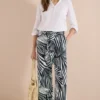 Wide Legs broek met print en riemdetail