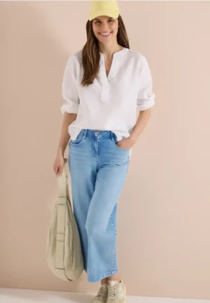 Wide Legs jeans met geborduurd detail