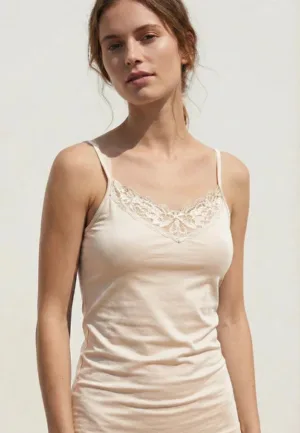 Dames hemd modal, kant - Comfortabele Vrouwen singlet - Spaghetti bandjes