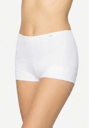 Dames boxershort katoen 38842 - Comfort short - katoenen ondergoed - wit -zwart - huidskleur - badstof kruisje