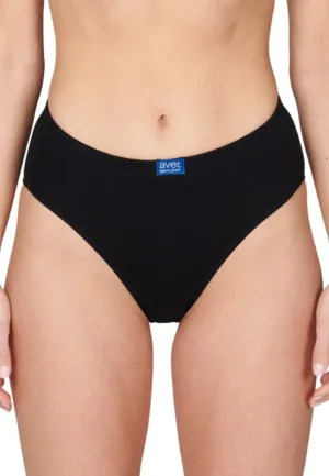 Dames High leg slip 3270 sport - Dames onderbroek - kanten ondergoed -badstof kruisje - wit en zwart