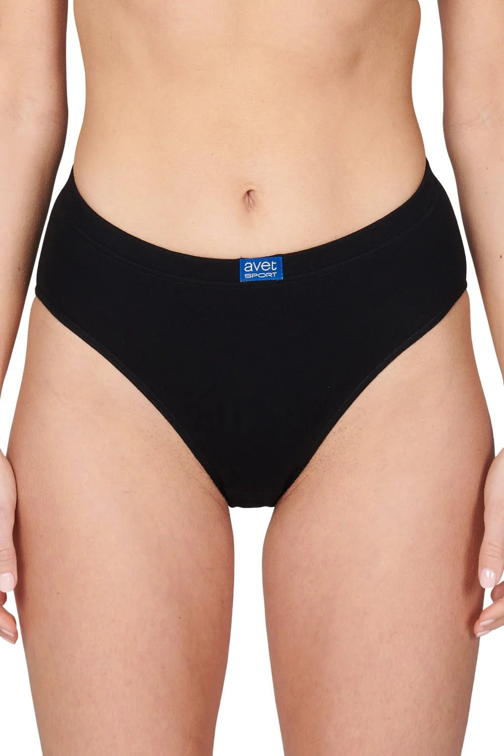 Dames High leg slip 3270 sport - Dames onderbroek - kanten ondergoed -badstof kruisje - wit en zwart