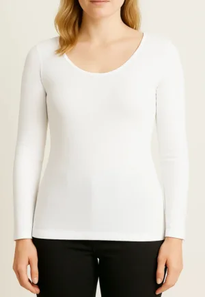 Entex thermo shirt dames lange mouw - Warm wollen ondershirt - Diepe ronde hals