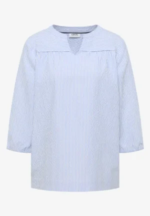 Alternative view of blouse met 3/4 mouwen in seersucker kwaliteit