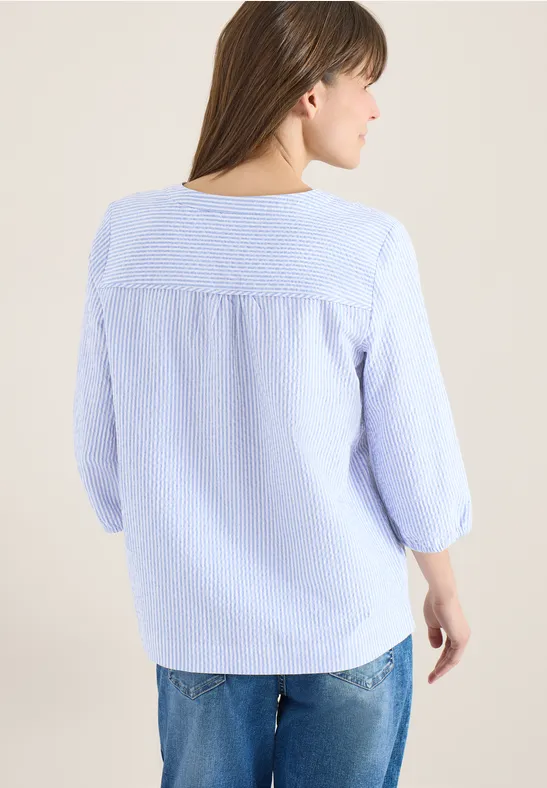 blouse met 3/4 mouwen in seersucker kwaliteit - Afbeelding 3