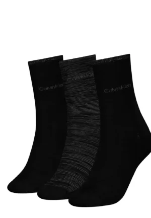 Calvin Klein 3-paar dames Crew sokken - Lurex - Katoenen sokken met glitter - Cadeauverpakking
