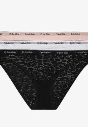 Calvin Klein 3-pack kanten Slips dames - Low rise - Mini slip dames - Microfiber bikini slip - kanten Onderbroek