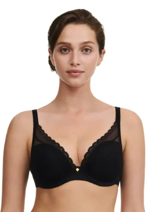 - Beugel Plunge BH - Norah Chic - Kanten beugel bh met goede ondersteuning - Stevige zwarte bh met uitneembare pads - Decollete bh
