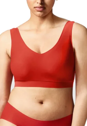 Bralette top met vulling - Soft Stretch - Padded top - Bralette / BH Top naadloos dames - Rood - zwart - Huidskleur