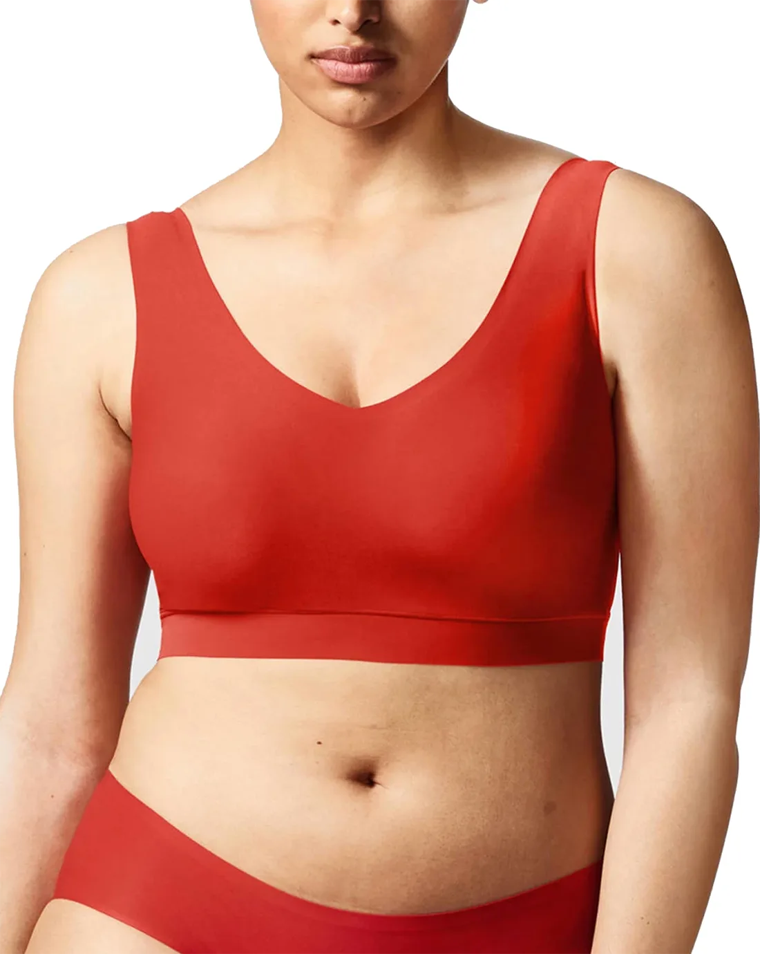 Bralette top met vulling - Soft Stretch - Padded top - Bralette / BH Top naadloos dames - Rood - zwart - Huidskleur
