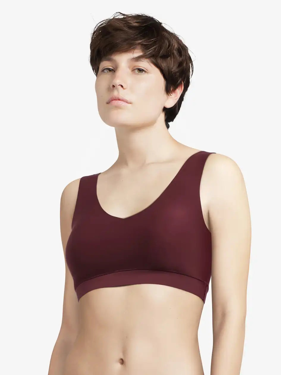 Chantelle Bralette top met vulling - Soft Stretch - Padded top - Bralette / BH Top naadloos dames - Rood - zwart - Huidskleur