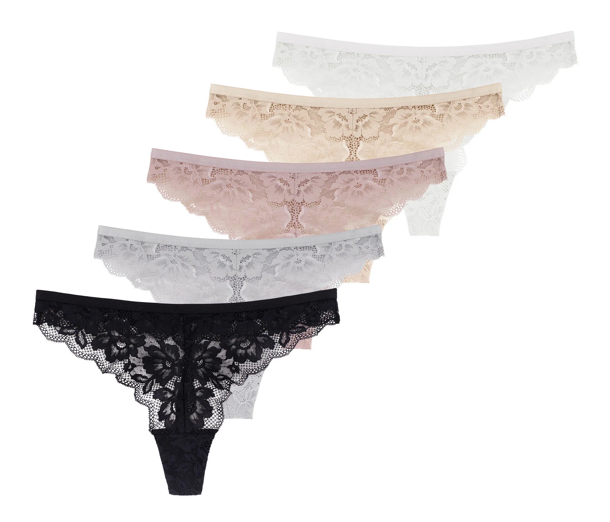 5-pack strings dames kant - Thong - Myla - Multipack microfiber kanten strings