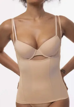 Corrigerend hemd dames - Medium control - Shapewear onderhemd zonder bh - Buik Corrigerend - Zwart en huidskleur