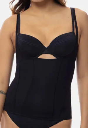 Corrigerend hemd dames - Medium control - Shapewear onderhemd zonder bh - Buik Corrigerend - Zwart en huidskleur