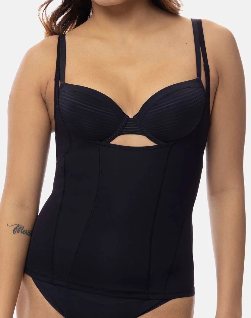 Corrigerend hemd dames - Medium control - Shapewear onderhemd zonder bh - Buik Corrigerend - Zwart en huidskleur
